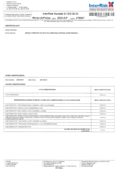 Ubezpieczenie - informacja